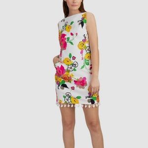 Trina Turk Floral Pom-Pom Fringe Shift Dress Size 0